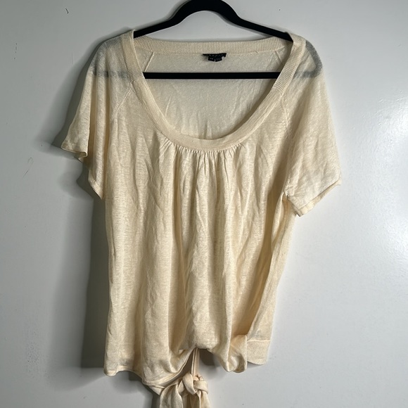 Theory cream beige linen slik top size large - Picture 2 of 6